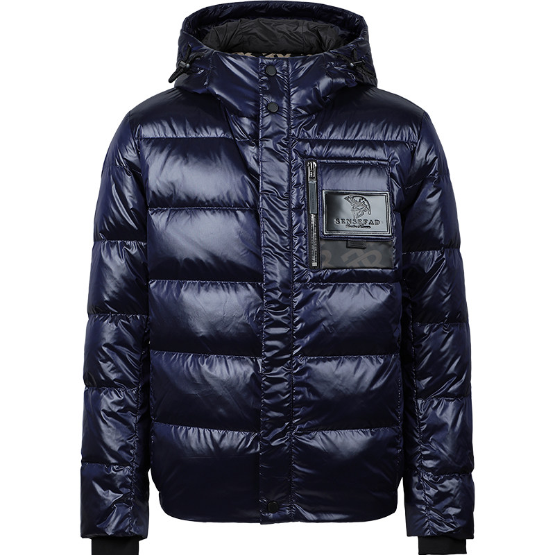 sxf圣希梵羽绒服男潮牌2020新款冬装衣服连帽亮面保暖防寒外套男