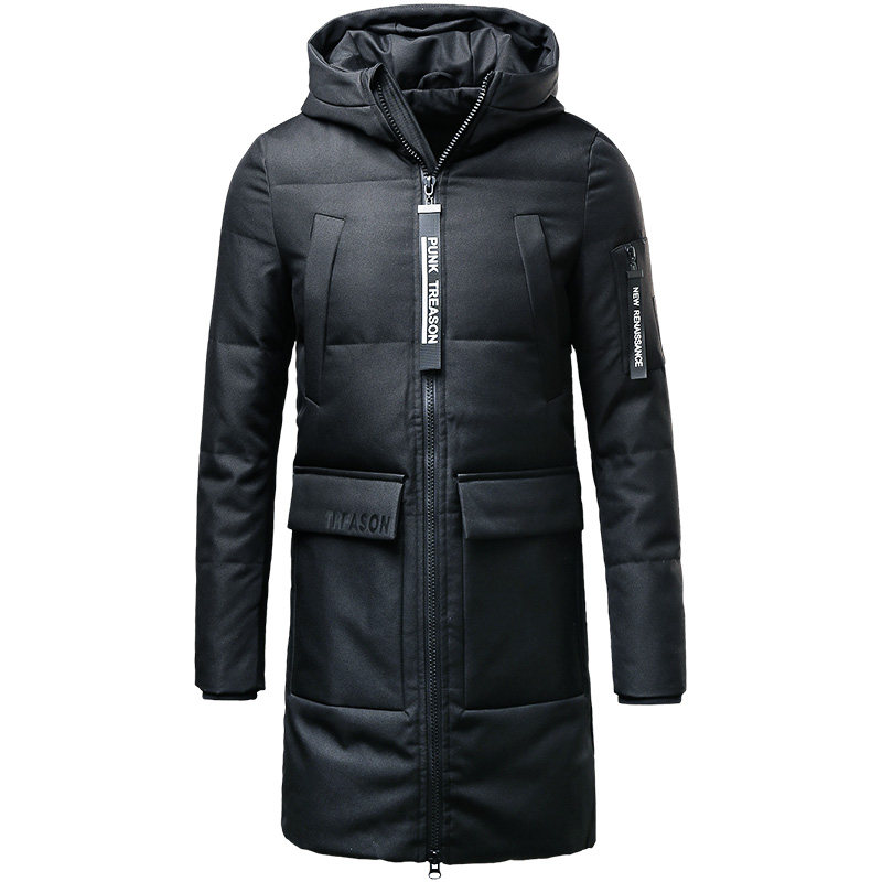 sxf圣希梵中长款羽绒服男 冬季男装加厚工装外套连帽帅气防寒服潮