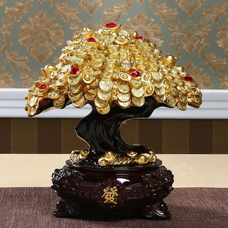 客厅招财发财摇钱树摆件镇宅生财大号聚宝盆风水工艺品开业送礼品