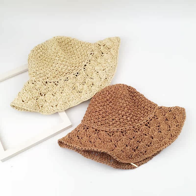 帽子女遮阳帽手工草帽大沿草帽文艺复古草编手工勾针草帽夏天韩版