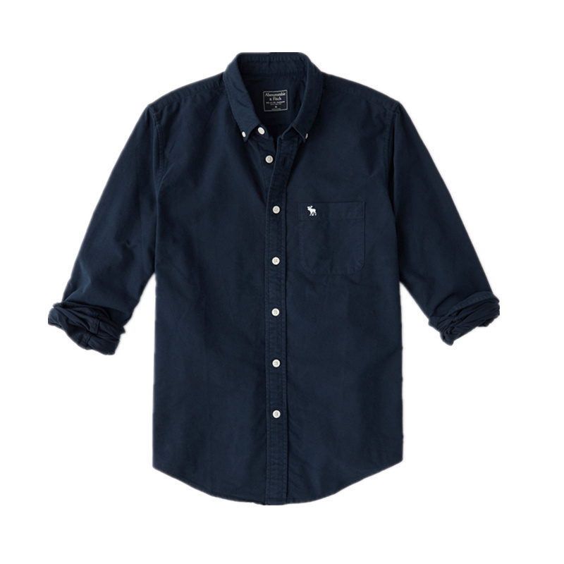 美国Abercrombie＆Fitch潮流标识款衬衫长袖af衬衣商务大码男纯棉