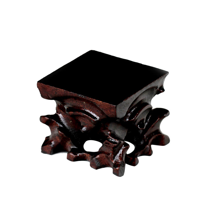 石头花盆花瓶实木木底座原木手工雕刻红木木座木托桌面摆件装饰品