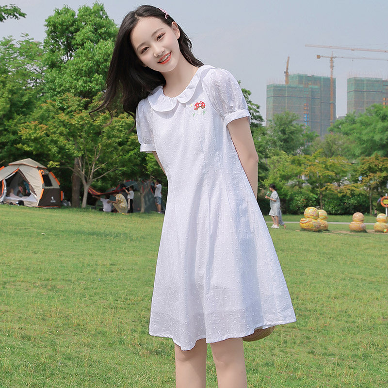少女夏装连衣裙高中初中学生女孩学院风小清新中长款过膝裙子森系