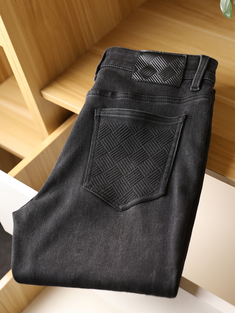 特柔软！经典黑灰色水洗牛仔裤男修身弹力新款时尚男装舒适长裤子