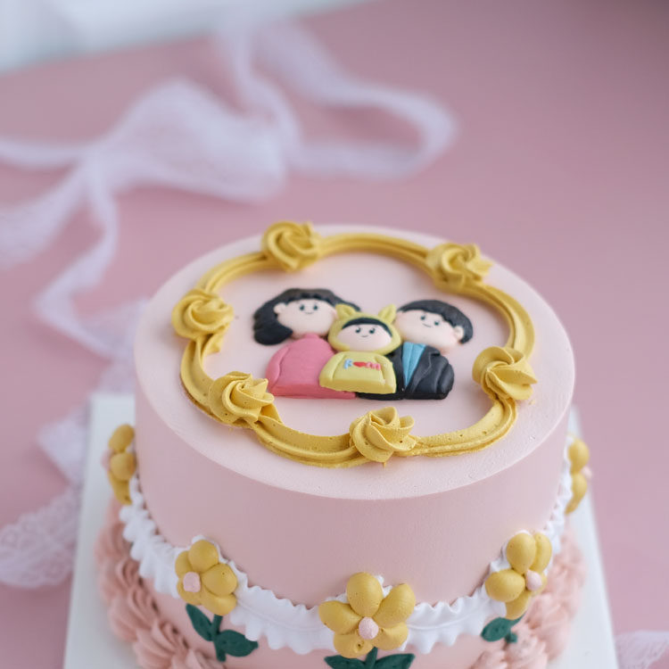 同款全家福蛋糕装饰温馨一家三口爸妈宝宝软陶插件节日装扮用品