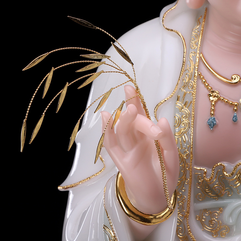 汉白玉观音佛像供奉家用南海滴水白衣观世音菩萨摆件