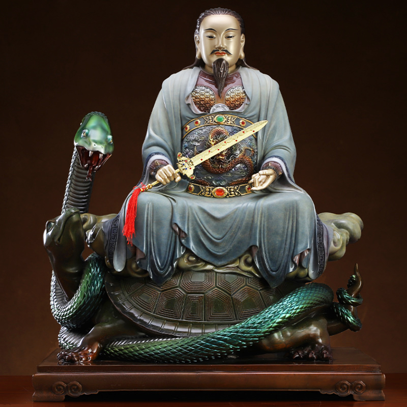 大帝台湾纯铜真武武当山玄天铜像玄武祖师家用摆件