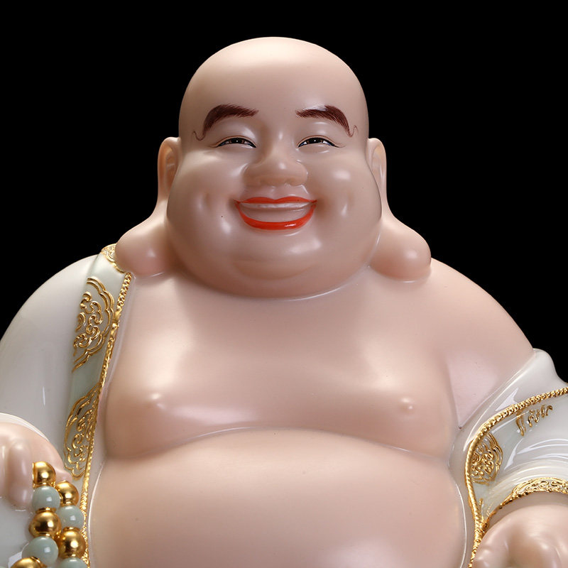 弥勒汉白玉石雕大肚佛像家用供奉宽体笑佛居家摆件