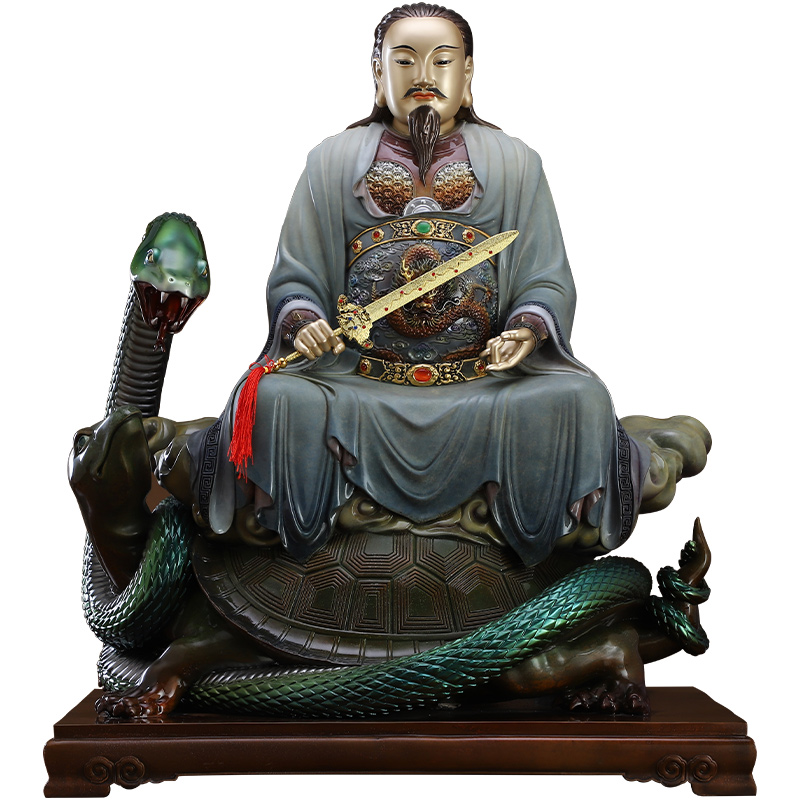 大帝台湾纯铜真武武当山玄天铜像玄武祖师家用摆件