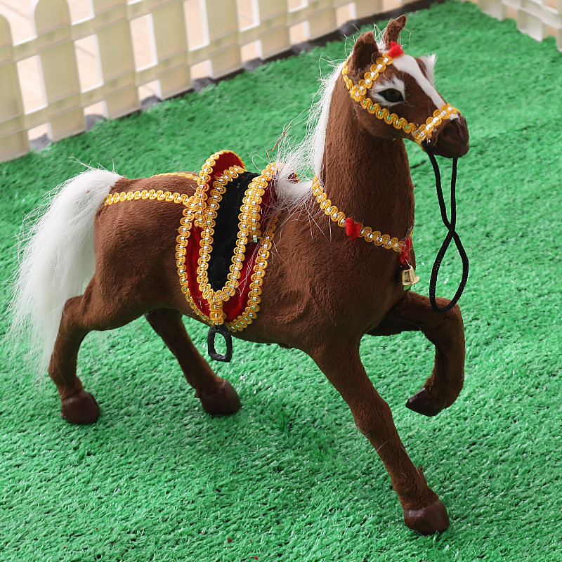 仿真马模型小马摆件白马黄马玩具马到成功装饰马摆件识物教学玩具