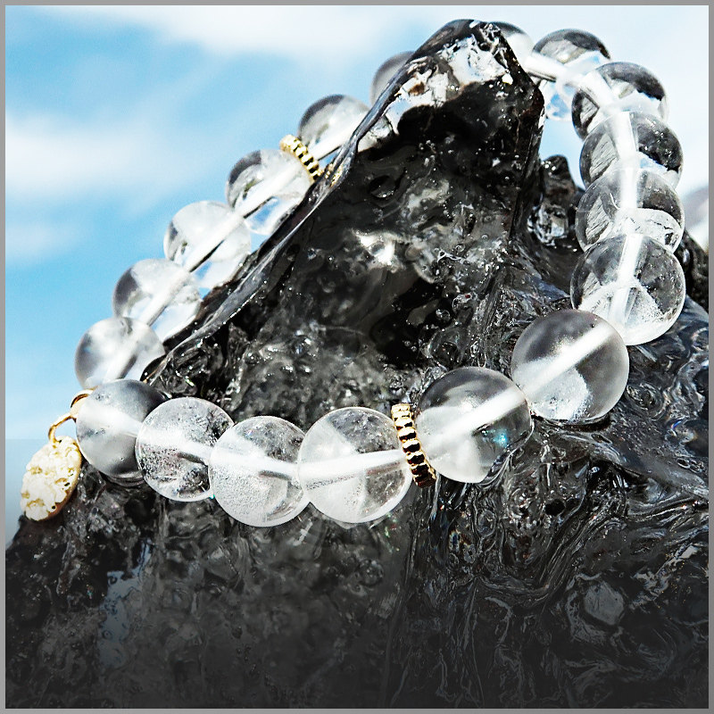 金字塔白幽灵幽灵水晶手链单圈圆珠手串掌柜原创设计手链