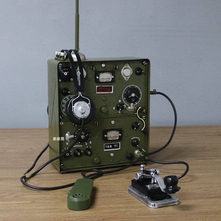 复古铁艺发报机摆件老式电报机模型物件怀旧无线电台装饰摆件