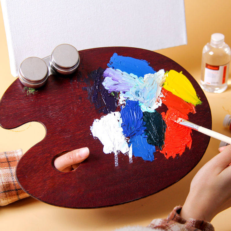 木质小号水彩丙烯颜料封油颜料盘实木水粉调色油画板大号调色盘亚克力