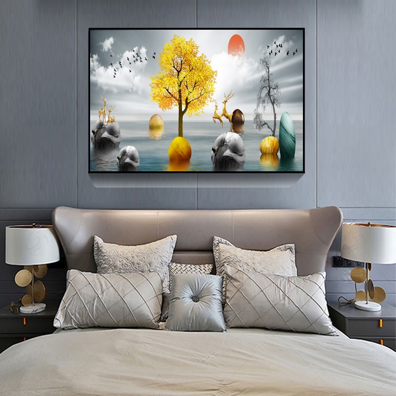 床头墙面装饰画现代简约主卧卧室单幅挂画北欧温馨现代装饰画