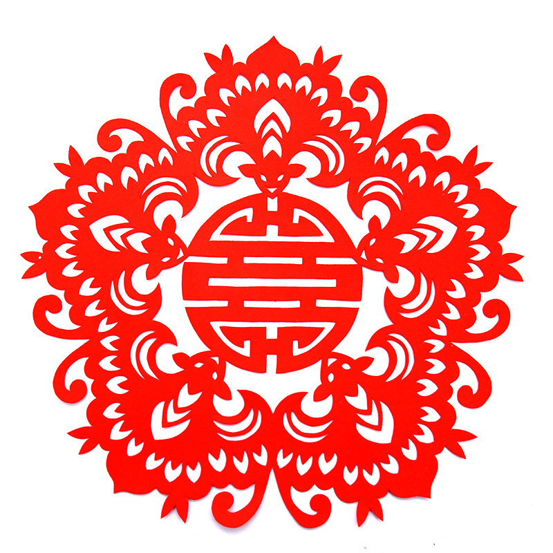 青岛古雅手工剪纸五福捧寿字传统非遗文化手工艺剪纸