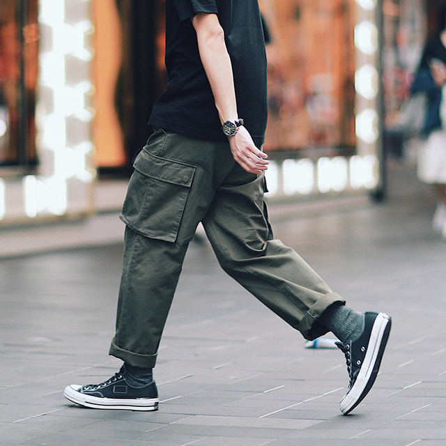 Beautiful tide duck PSO BRAND original tide brand water washing process cotton simple basic double pocket tooling trousers male Beautiful tide duck PSO BRAND original tide brand water washing process cotton simple basic double pocket tooling trousers male