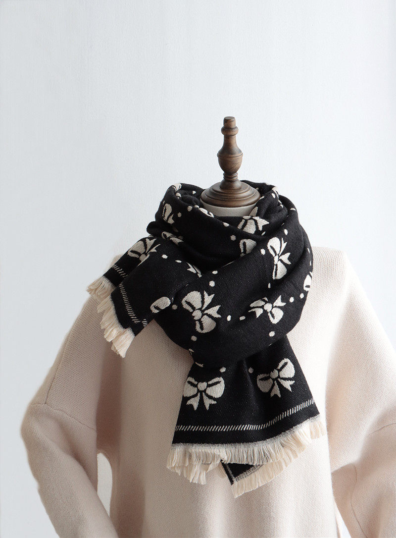 小香名媛蝴蝶结围巾双面百搭气质披肩围脖2020围巾