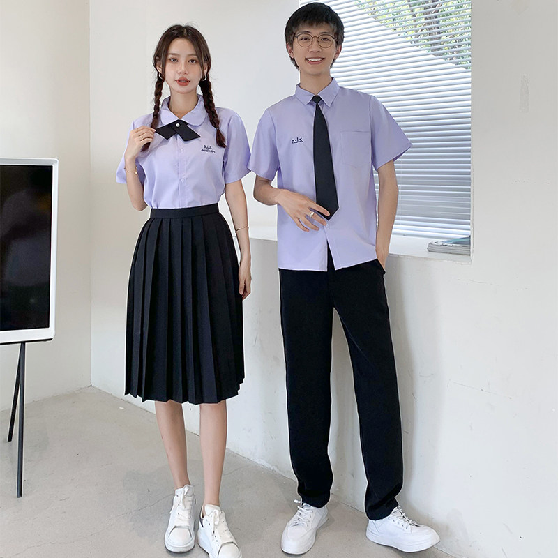 泰国校服学院毕业班夏季套装初高中学生运动会演出学生校服