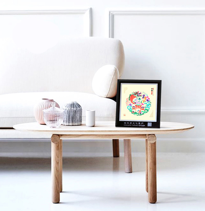 剪纸手工镜框装饰画作品彩色窗花年画摆件出国剪纸