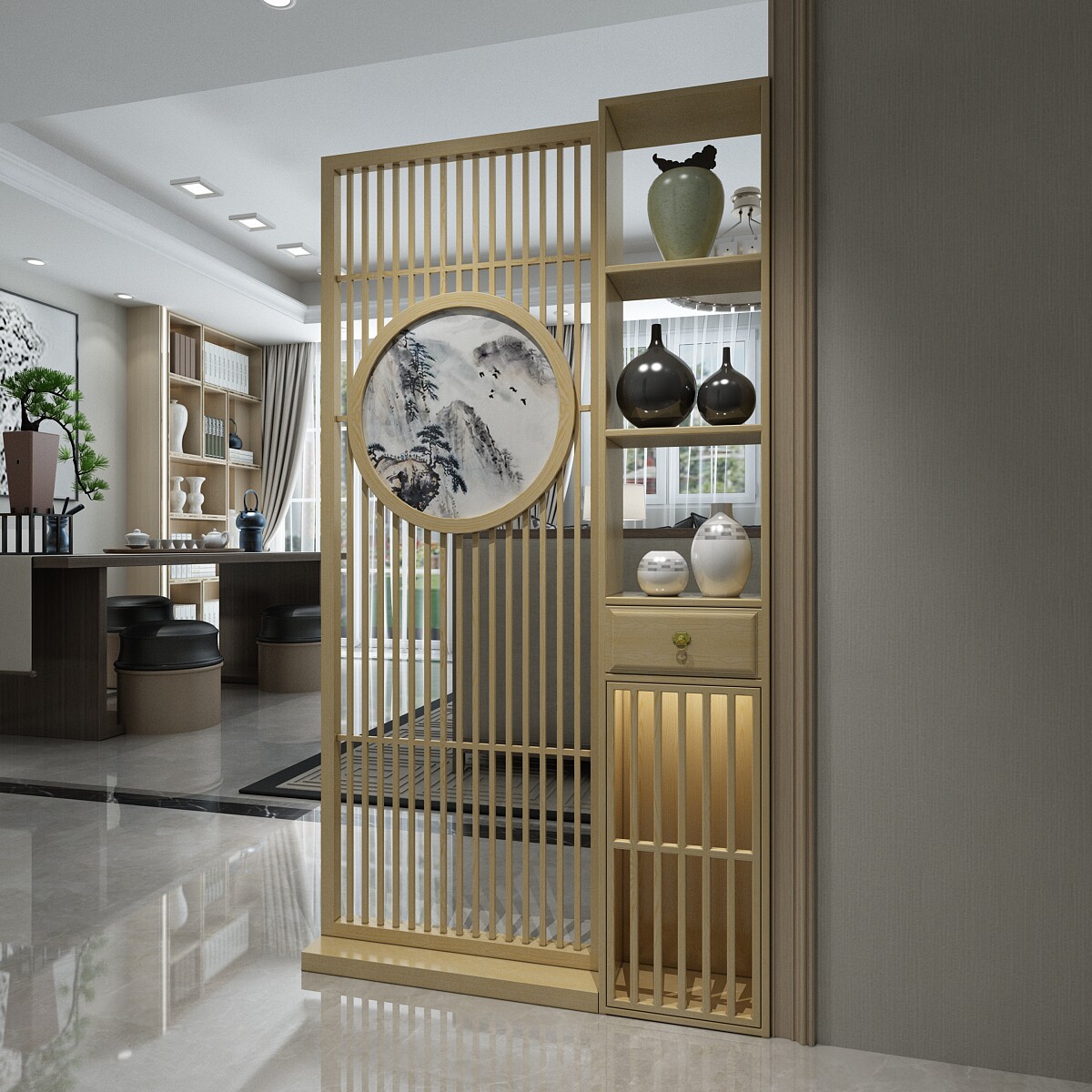 中式实木屏风隔断客厅入户遮煞简约玄关可以座屏