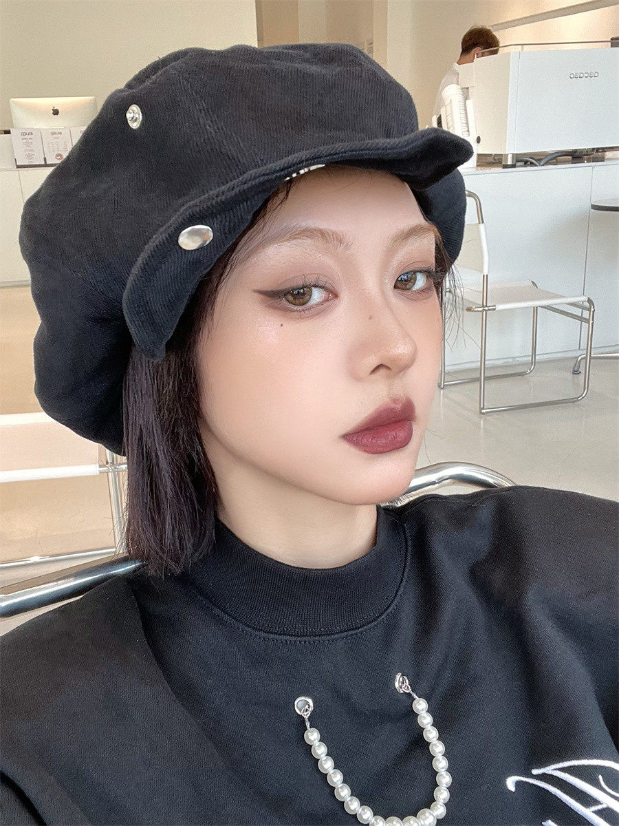 帽子小云朵显脸网红酷风子女八角暗黑帽檐卷边帽子