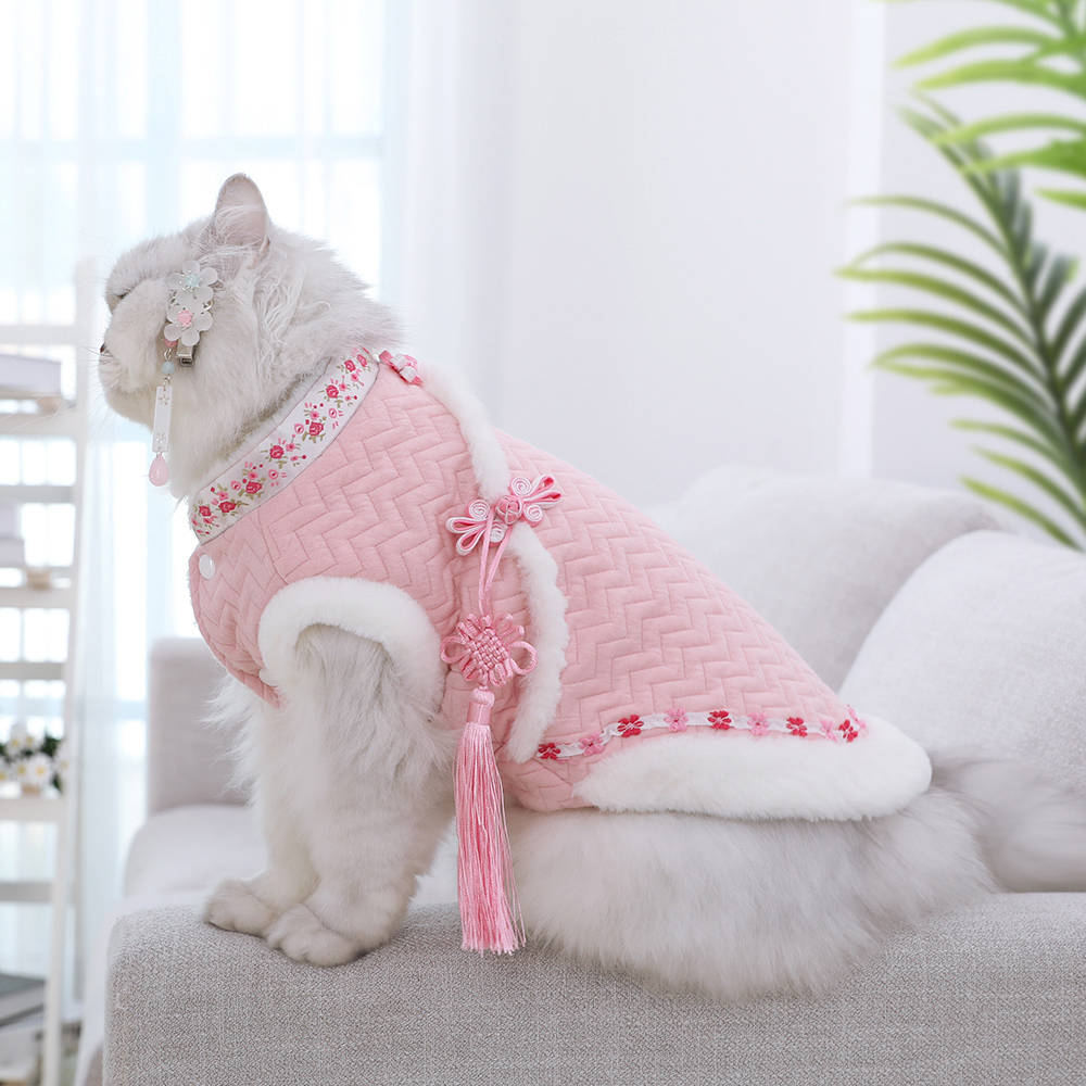 猫咪衣服汉服民族风猫棉衣小型幼猫宠物服装