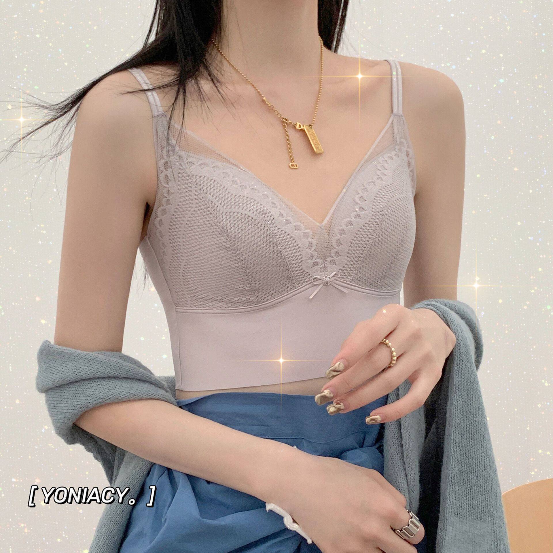 大胸微聚文胸背心舒适无痕聚拢内衣显小抹胸文胸