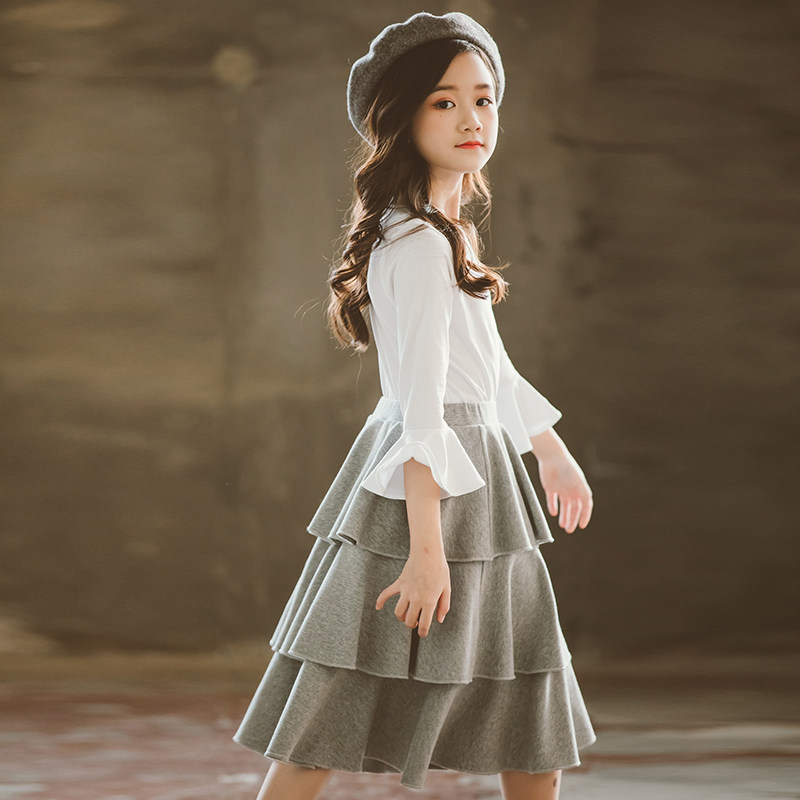 女童秋装套装2019新款中大童春秋洋气儿童两件套女孩时髦公主裙子