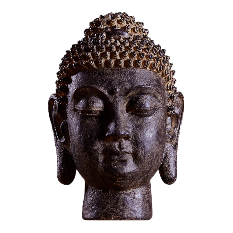 泰国佛像佛首佛头摆件禅意 东南亚客厅玄关镇宅家居装饰品工艺品
