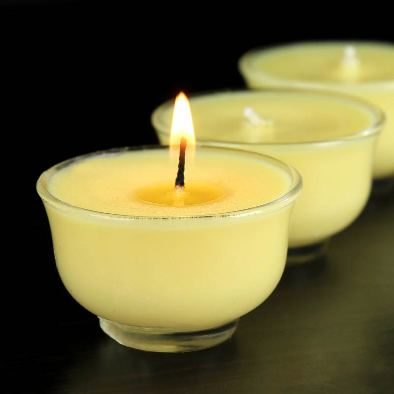 酥油油灯灯平烛台蜡烛家用无烟天然供佛植物蜡烛