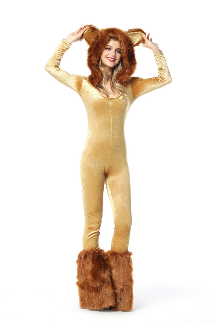 2018年角色扮演舞台聚会派对连身黄色万圣节毛装毛毛装皮草