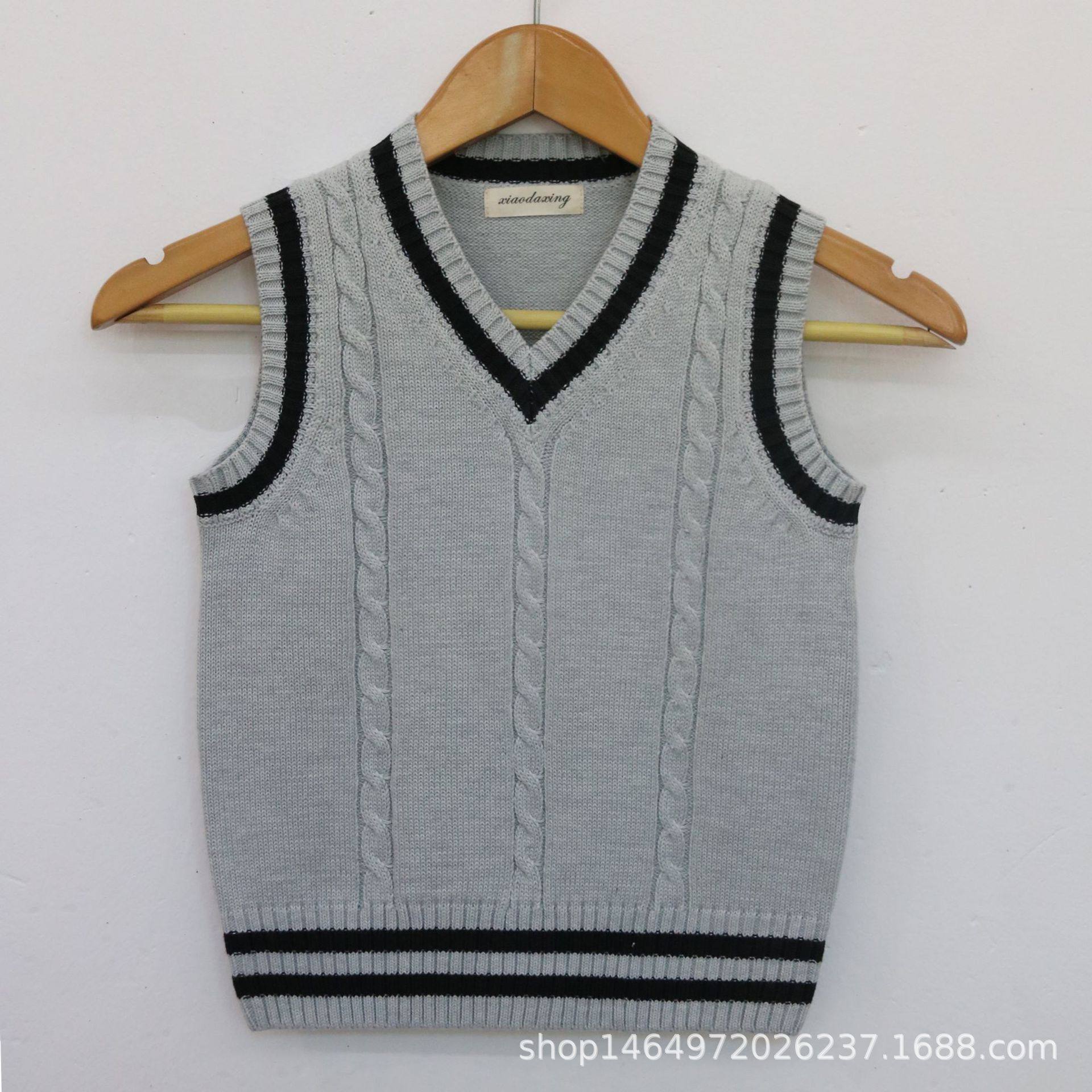 校服毛衣新款春夏童装麻花背心中小学生英伦学院毛衣