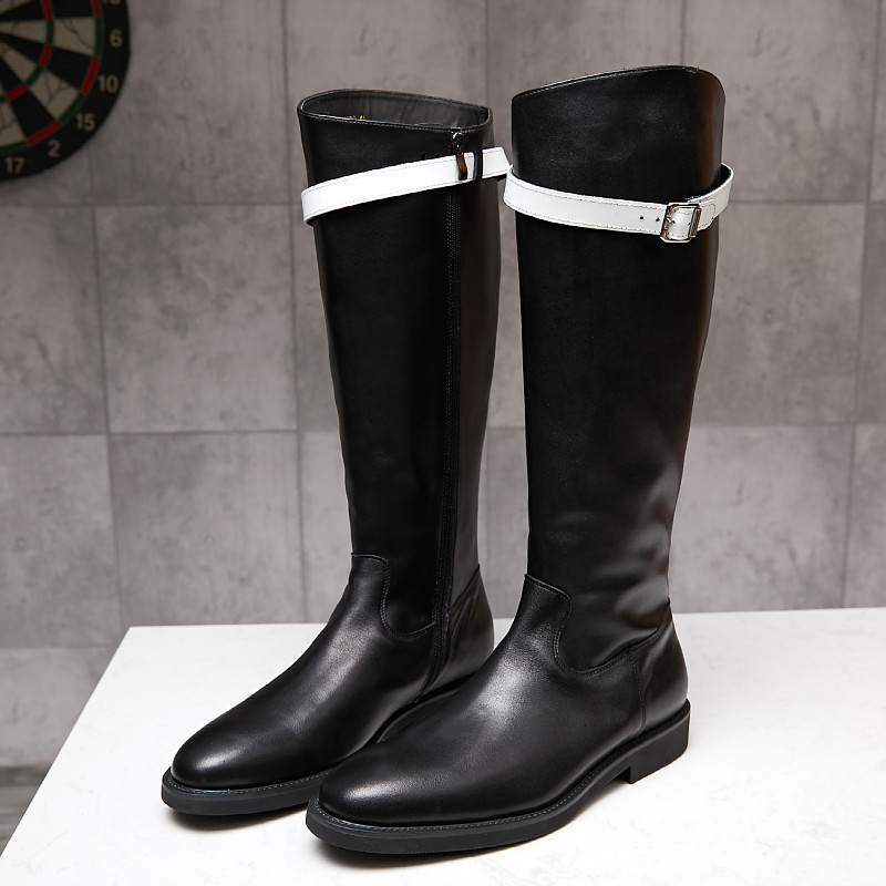 男士马靴长筒超长靴子皮靴漆皮皮鞋时装靴高时装靴