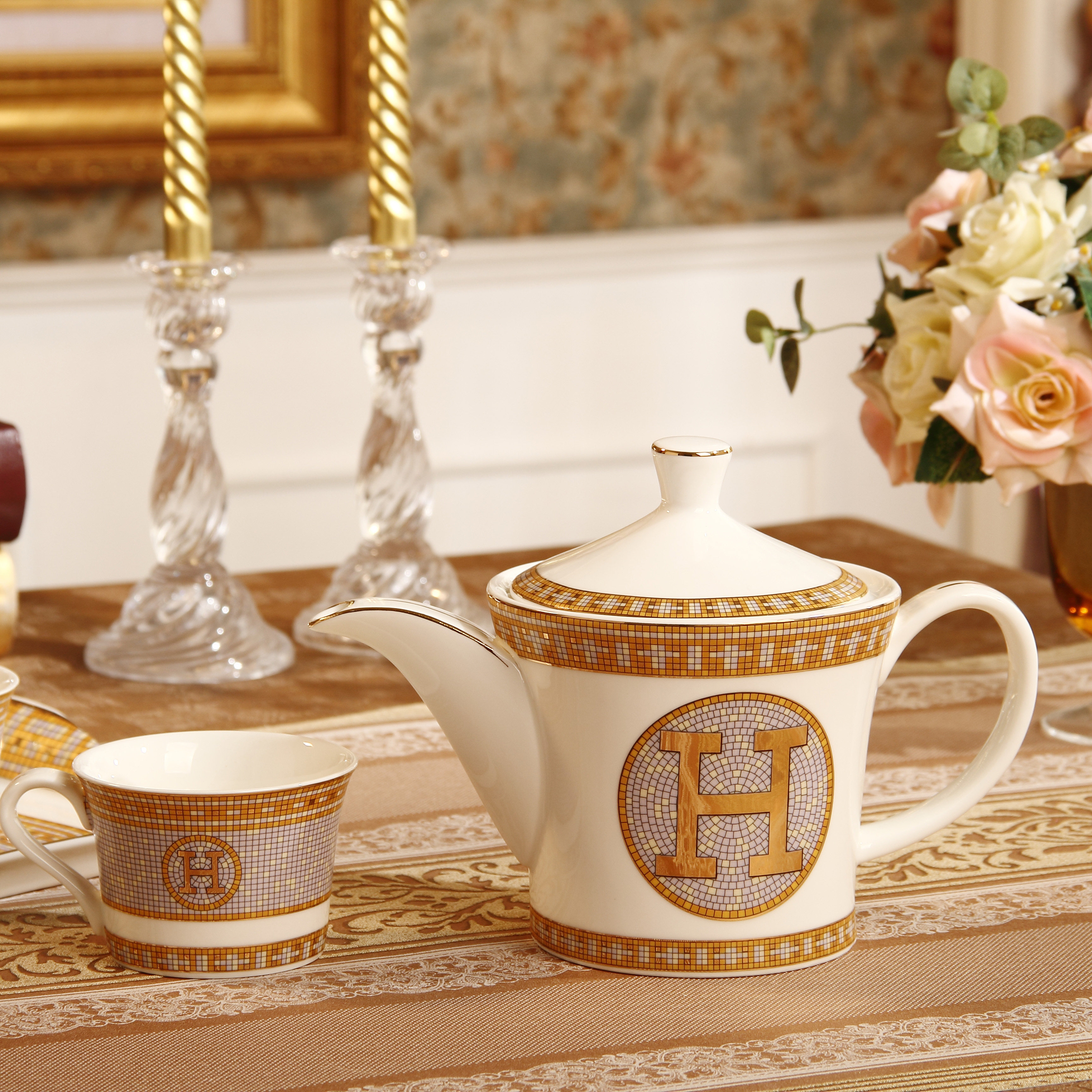 茶壶欧式陶瓷家用耐热咖啡壶泡茶花茶冲茶咖啡咖啡壶