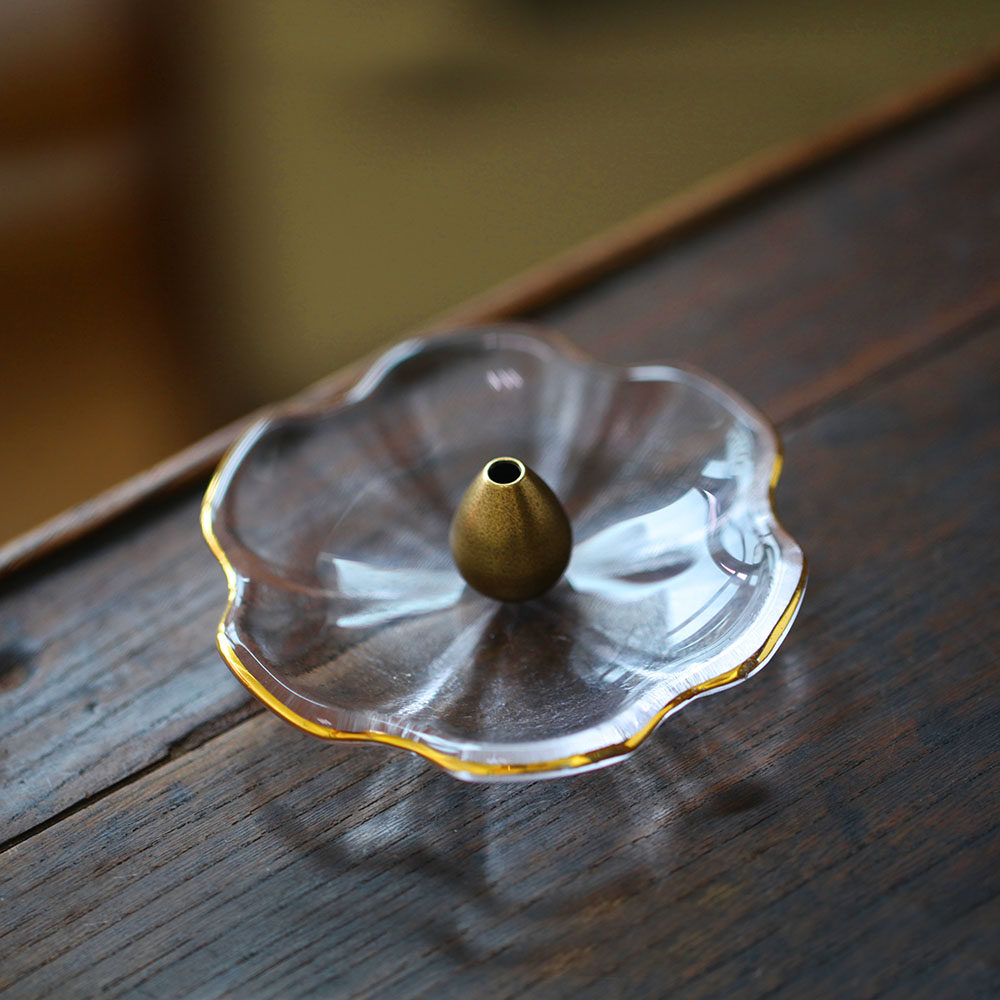 波光月影玻璃琉璃香盘透明线香檀香沉香香炉香薰炉