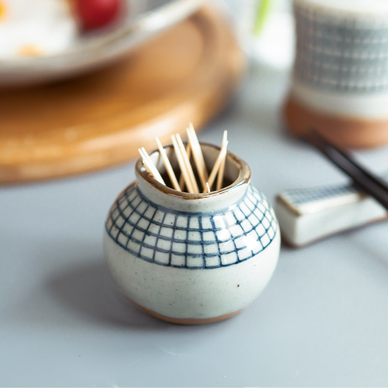牙签三分陶瓷创意无盖酒店餐厅饭店可爱日式牙签筒