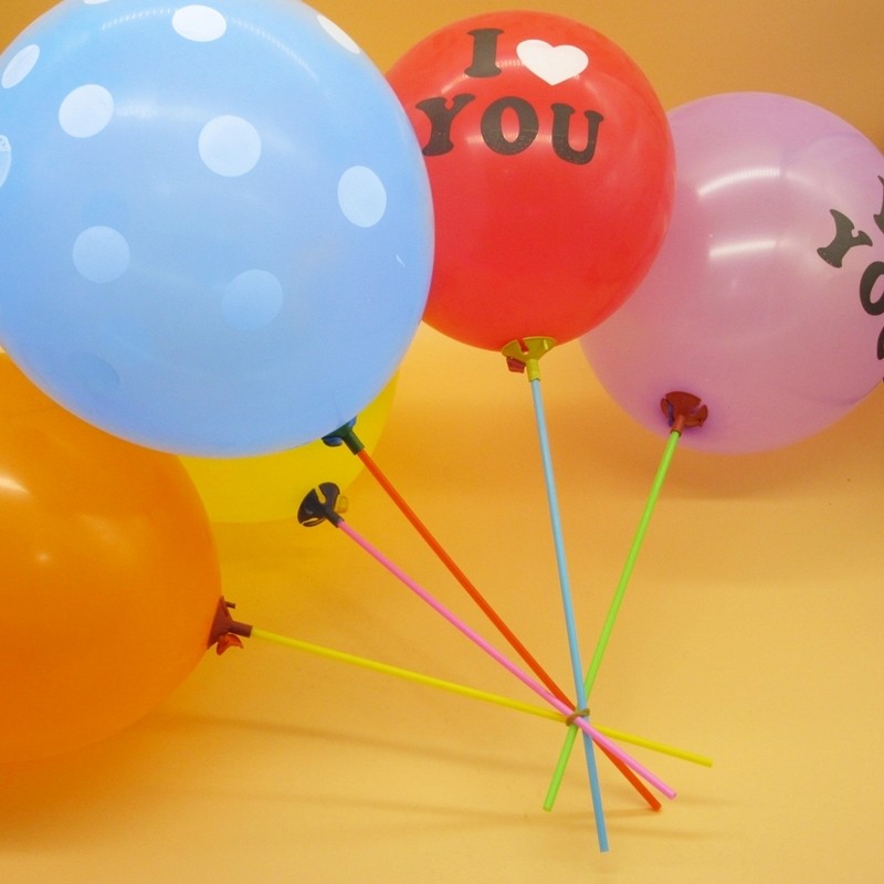 长度27cm32厘米42cm气球棍棒棒子拖杆马卡龙卡通气球