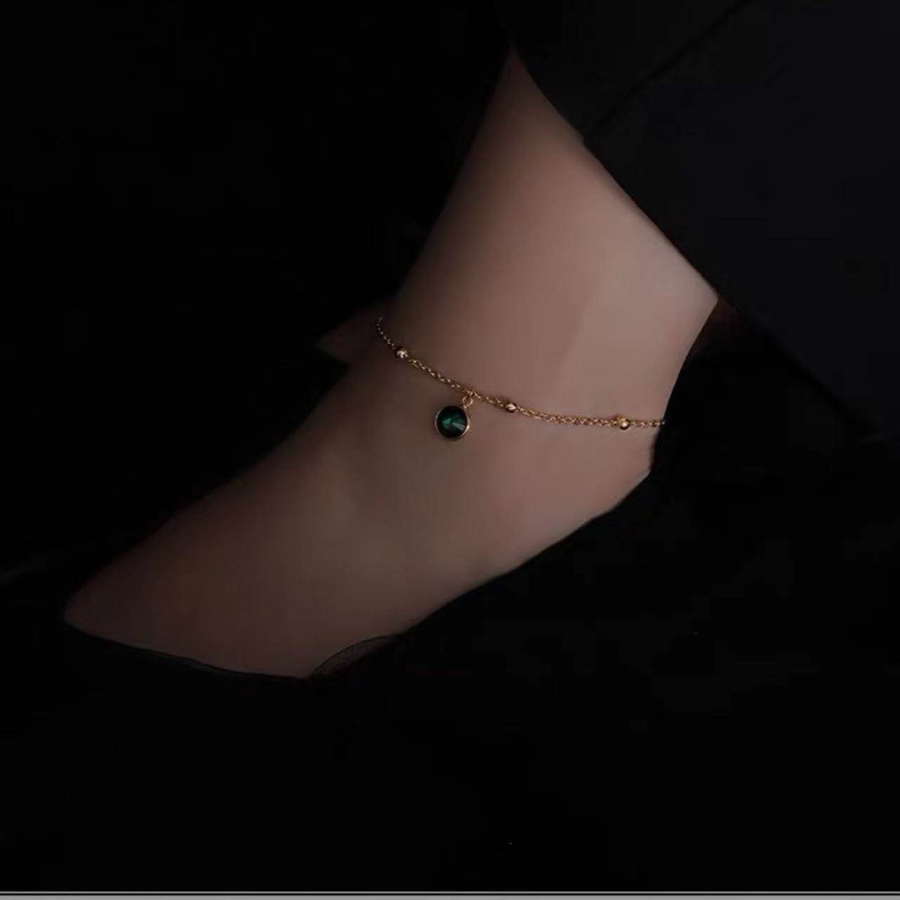 2022钢镀足链女脚链金脚链18k链钛新款圆珠小圆脚链