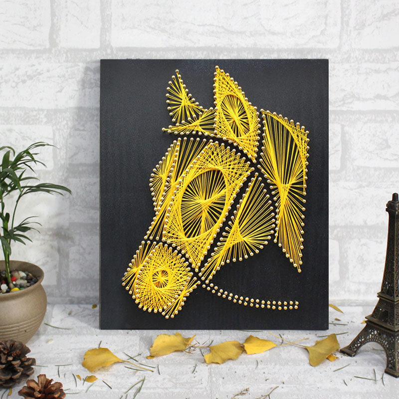 马头成功弦丝纱线画成成品生日礼物钉子绕线diy