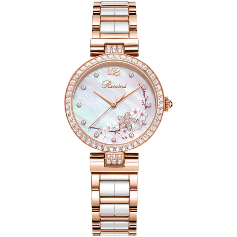 罗西尼手表女士表盘机械表陶瓷表带休闲优雅皮带国产腕表