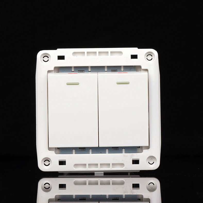 美尚新款2开v6系列雅白86型暗装二开大板面板 二位双控电源开关
