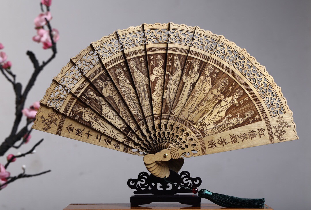 金丝楠木扇子楠香摆设使用礼物送品座架摆件摆件