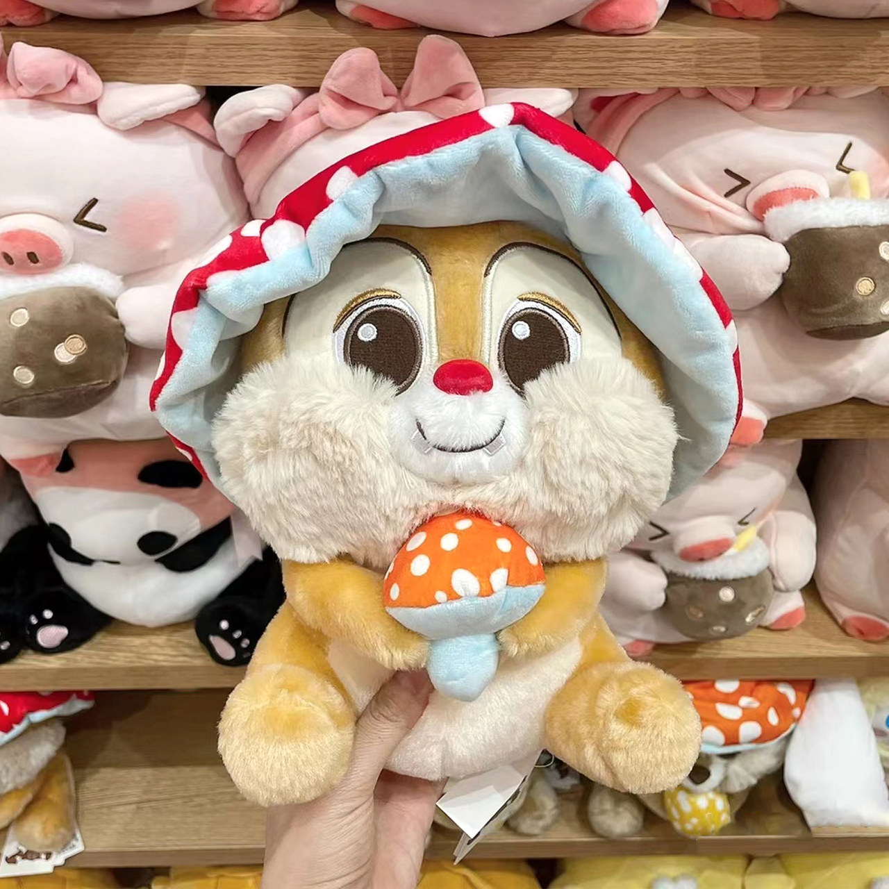 miniso名创优品迪士迪士尼尼奇奇蒂蘑菇坐姿公仔毛绒玩具毛绒