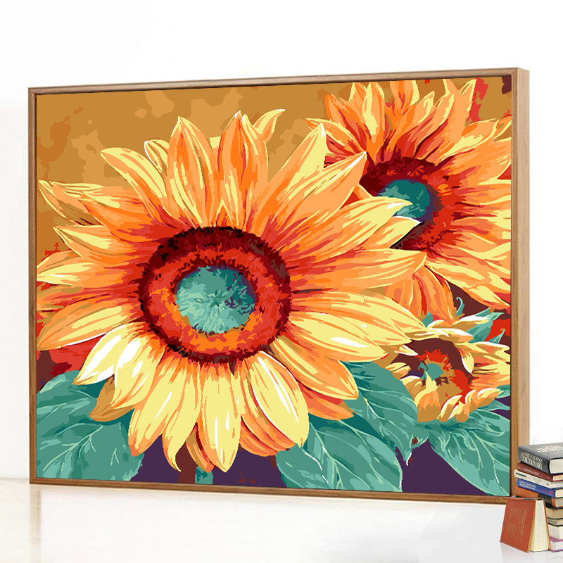 diy数字油画植物花卉手绘填充减压手工涂色油彩画客厅卧室装饰画