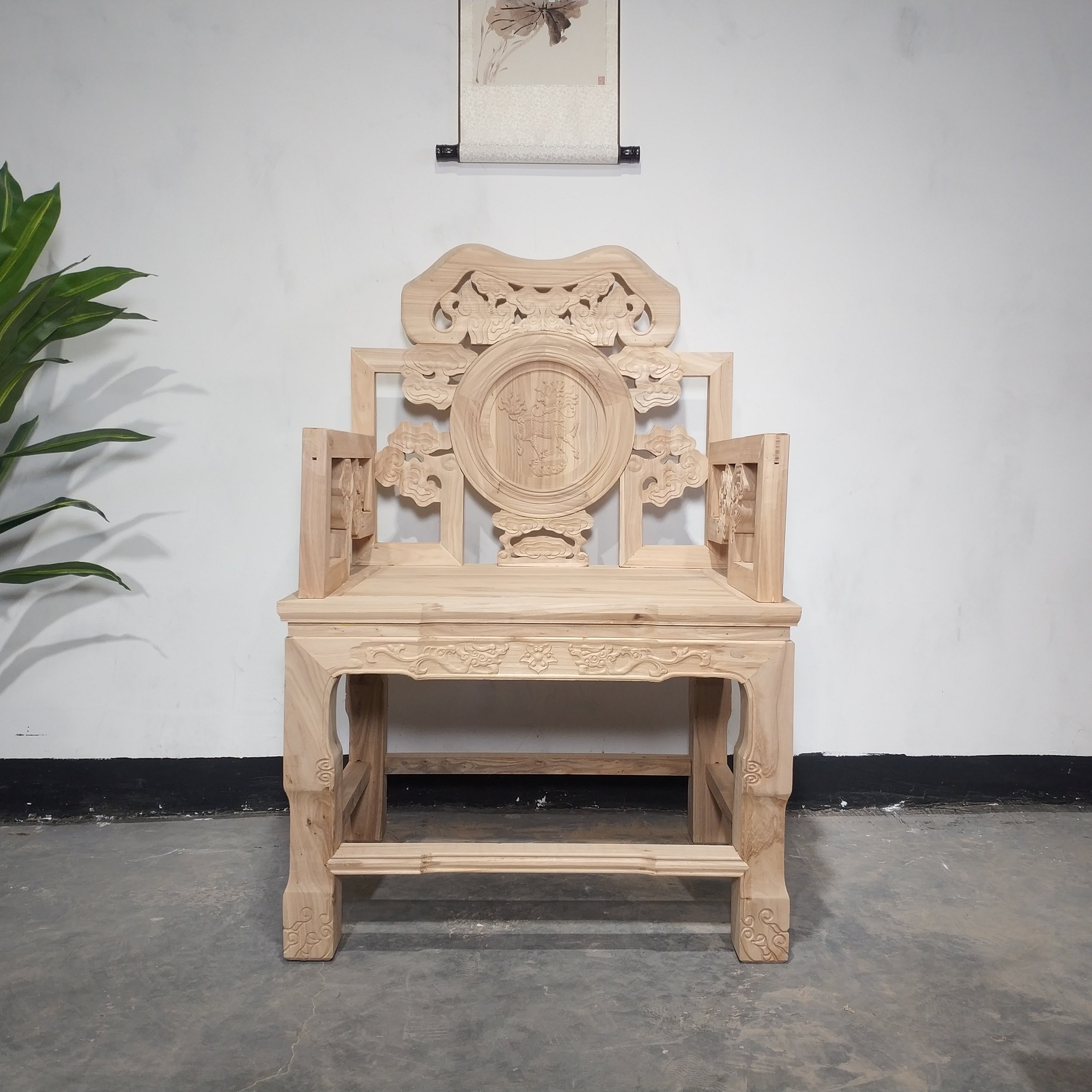 北方榆木明清中式中堂实木圈椅太师椅围椅灵芝围椅