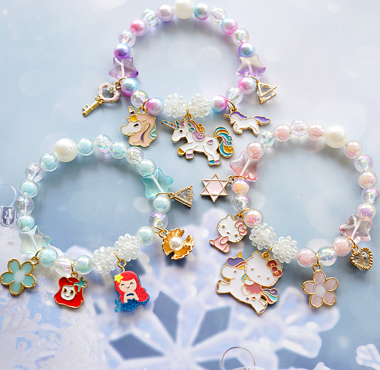 可爱公主手链儿童手串珍珠水晶宝石玩具女孩手链