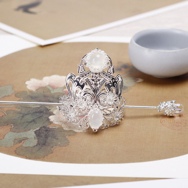 镶钻水晶金黄色银色发冠汉服古风古装头饰束发发饰