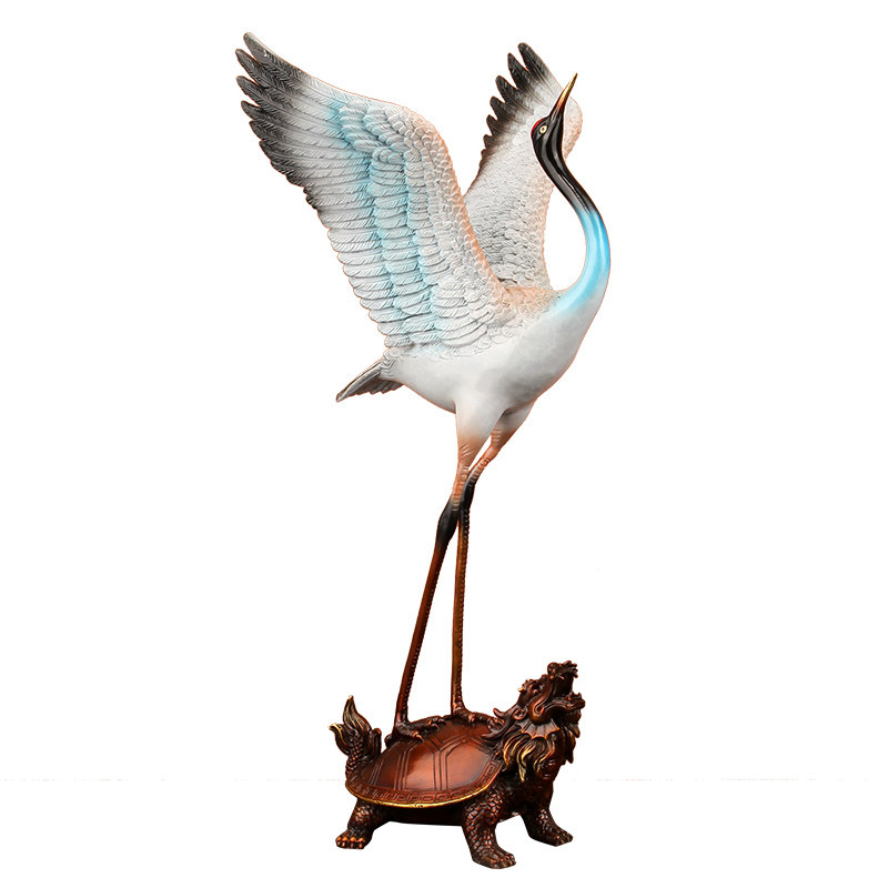 龟鹤延年龟鹤延年纯铜长寿龟摆件白鹤仙鹤寿星礼品摆件