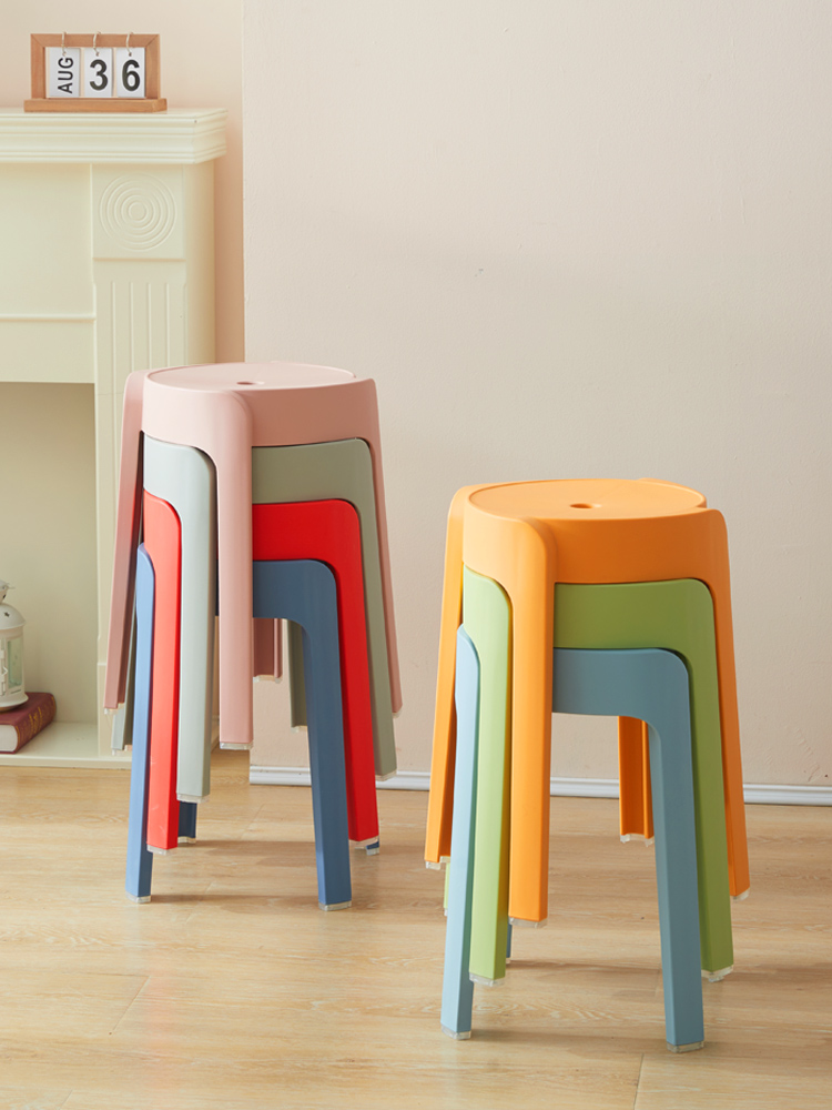 北欧圆凳塑料加厚成人凳子时尚板凳折叠餐桌矮凳