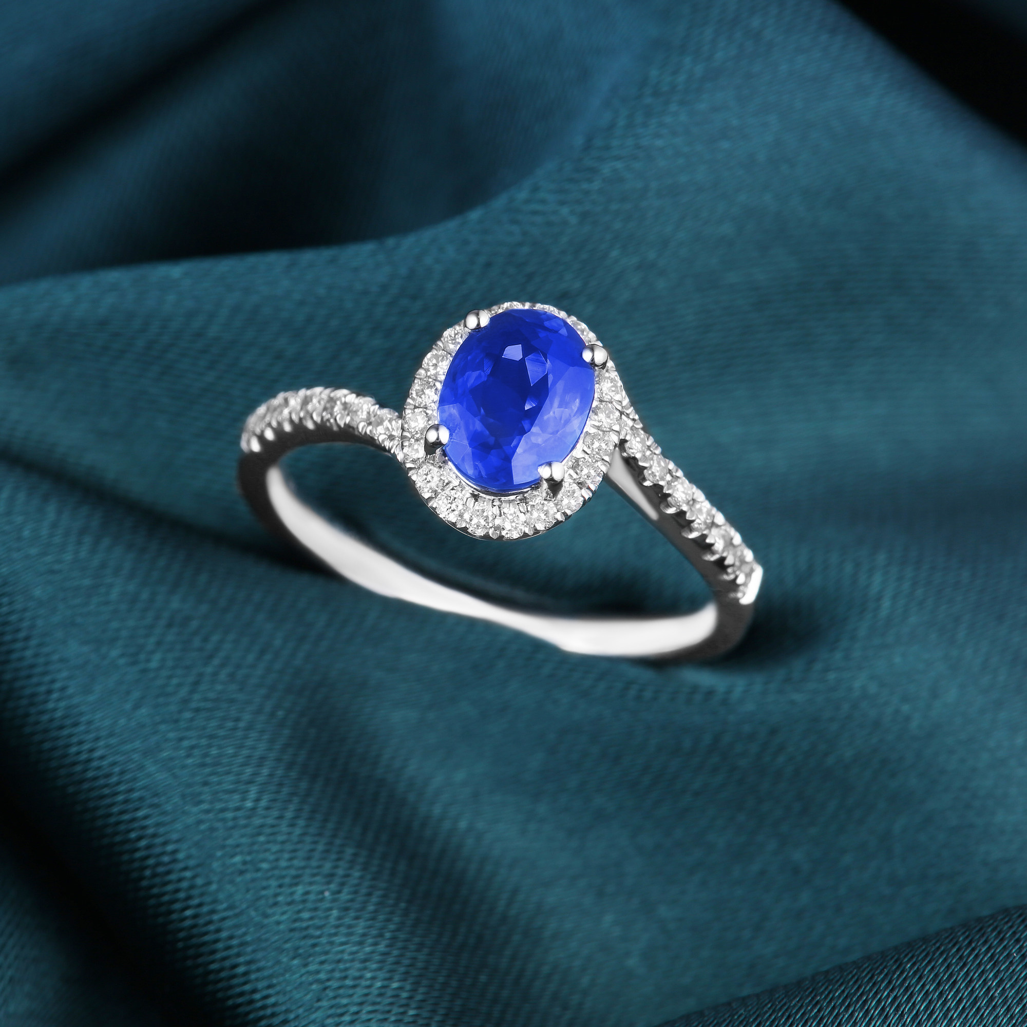 dechuang镶钻求婚大气优雅复古经典定制戒指蓝宝手饰